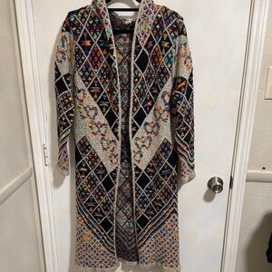 Pinklicious Cardigan Long Colorful Sweater Long Sleeve Duster Women’s S/M Hippy
